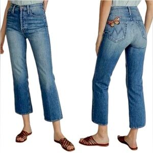 Mother Tripper style size 30 jeans with embroidery butterfly